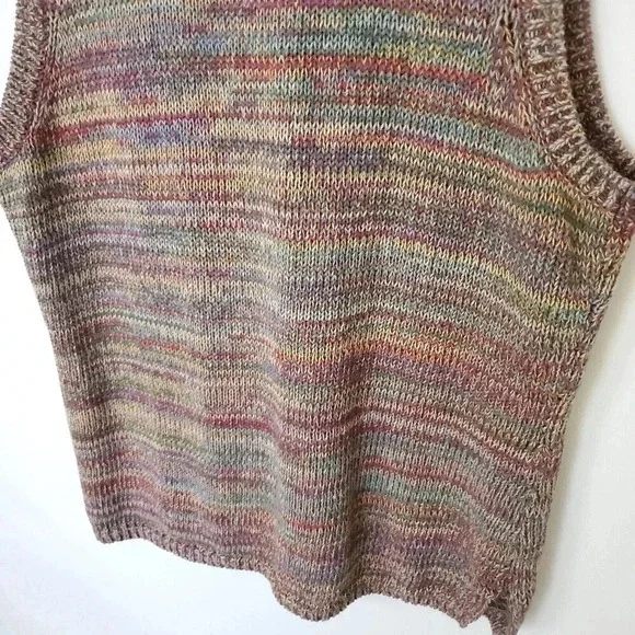 J.G.HOOK Women Knit Vintage Sweater Vest Medium Multicolor Pastel Hidden Buttons - Picture 9 of 11